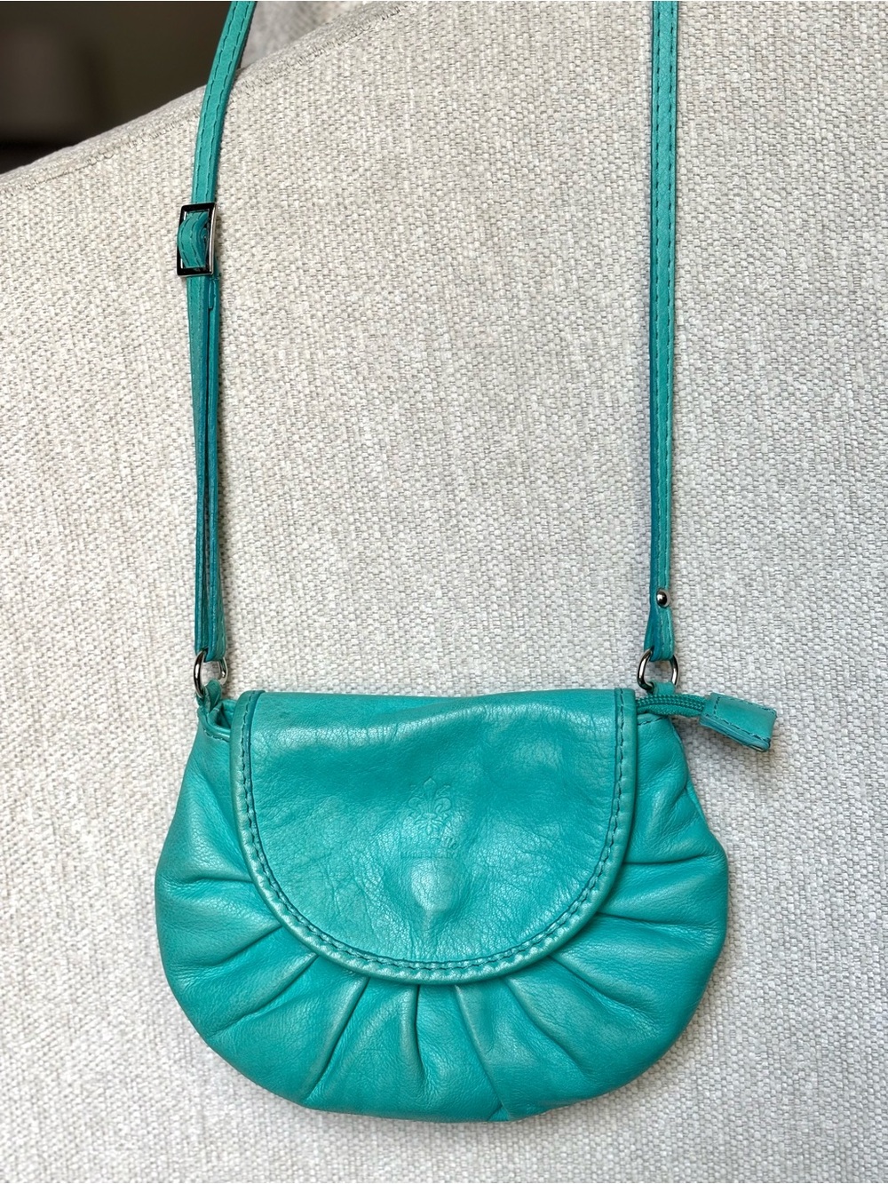 Vintage Turquoise Vera Pelle Leather Crossbody Bag